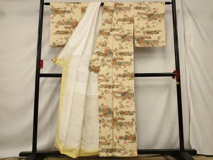 平和屋着物■上質な小紋 草花文 正絹 逸品 AABF3657st
