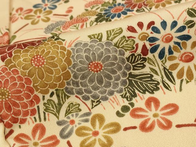 平和屋着物■上質な小紋 草花文 正絹 逸品 AABF3657st