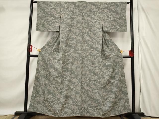 平和屋着物■上質な小紋 流水草花文 正絹 逸品 AABF3669st