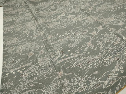 平和屋着物■上質な小紋 流水草花文 正絹 逸品 AABF3669st