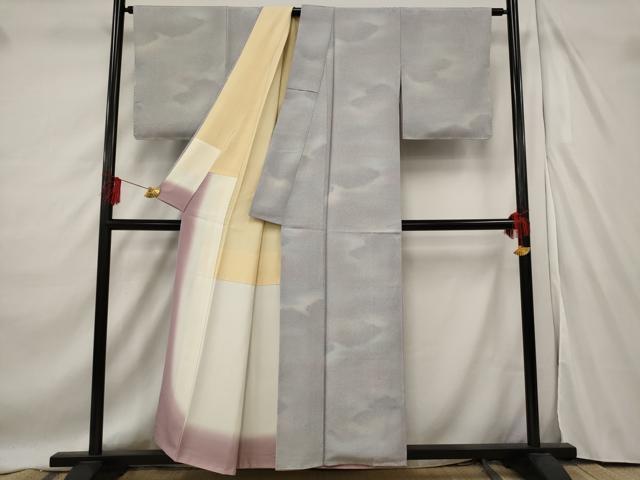 平和屋着物■上質な小紋 霞文 暈し染め 正絹 逸品 AABF3670st