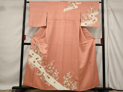 平和屋着物■訪問着 刺繍 流水草花文 正絹 逸品 AABF3673st