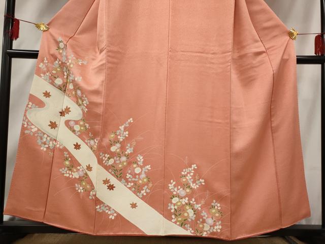 平和屋着物■訪問着 刺繍 流水草花文 正絹 逸品 AABF3673st