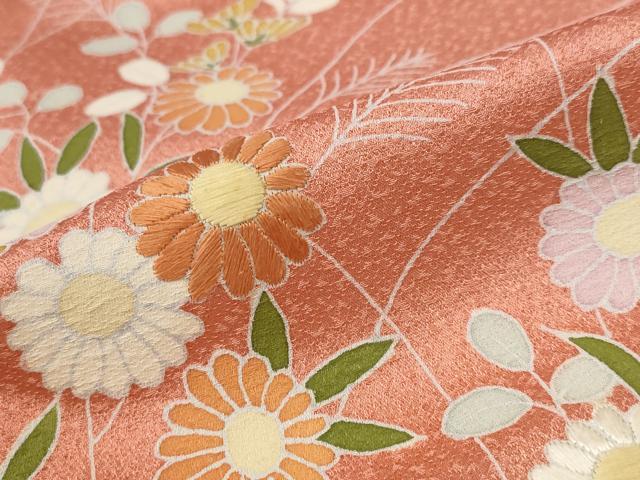 平和屋着物■訪問着 刺繍 流水草花文 正絹 逸品 AABF3673st