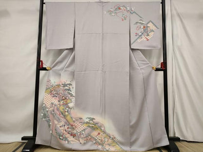 平和屋着物■訪問着 扇面花文 暈し染め 金彩 正絹 逸品 AABF3674st