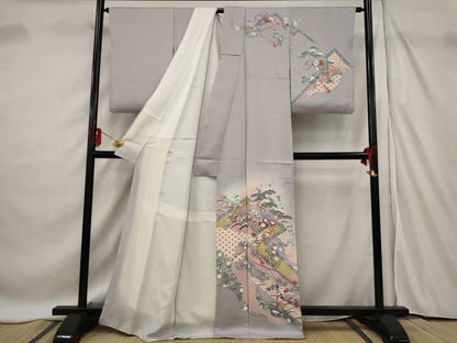 平和屋着物■訪問着 扇面花文 暈し染め 金彩 正絹 逸品 AABF3674st