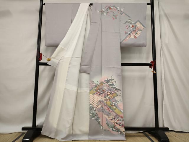 平和屋着物■訪問着 扇面花文 暈し染め 金彩 正絹 逸品 AABF3674st