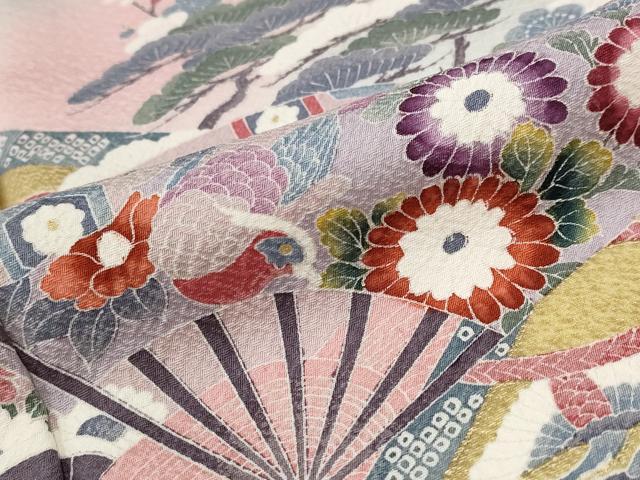 平和屋着物■訪問着 扇面花文 暈し染め 金彩 正絹 逸品 AABF3674st