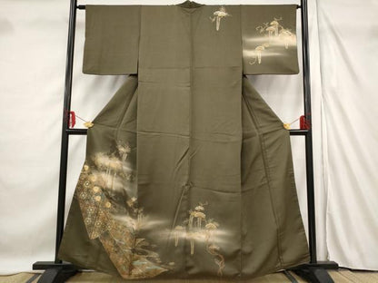 平和屋着物■訪問着 笠松花文 暈し染め 金銀彩 正絹 逸品 AABF3676st