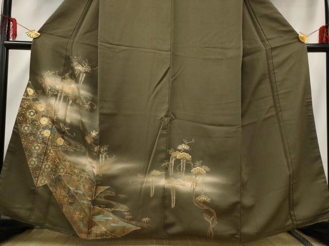 平和屋着物■訪問着 笠松花文 暈し染め 金銀彩 正絹 逸品 AABF3676st