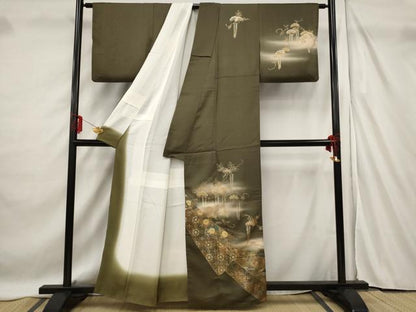 平和屋着物■訪問着 笠松花文 暈し染め 金銀彩 正絹 逸品 AABF3676st