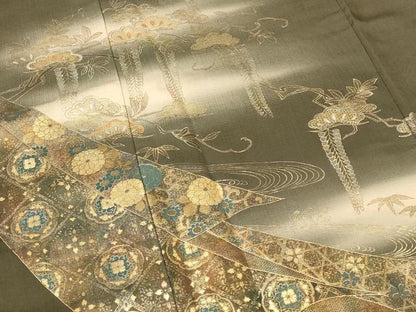 平和屋着物■訪問着 笠松花文 暈し染め 金銀彩 正絹 逸品 AABF3676st