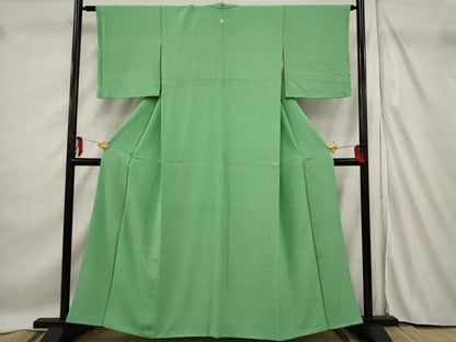 平和屋着物■上質な色無地 紋意匠 若竹色 正絹 逸品 AABF3699st