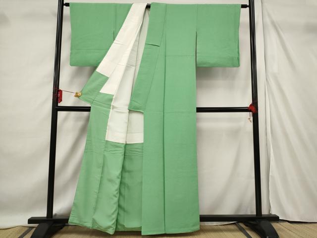 平和屋着物■上質な色無地 紋意匠 若竹色 正絹 逸品 AABF3699st