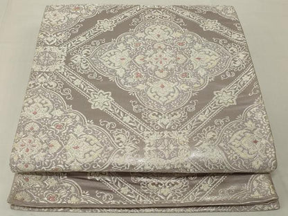 平和屋着物◎六通柄袋帯 唐織 天井花文 銀糸 正絹 逸品 AABF3725ou