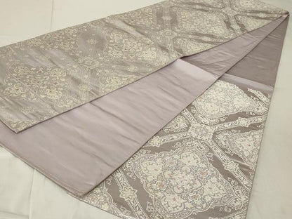 平和屋着物◎六通柄袋帯 唐織 天井花文 銀糸 正絹 逸品 AABF3725ou