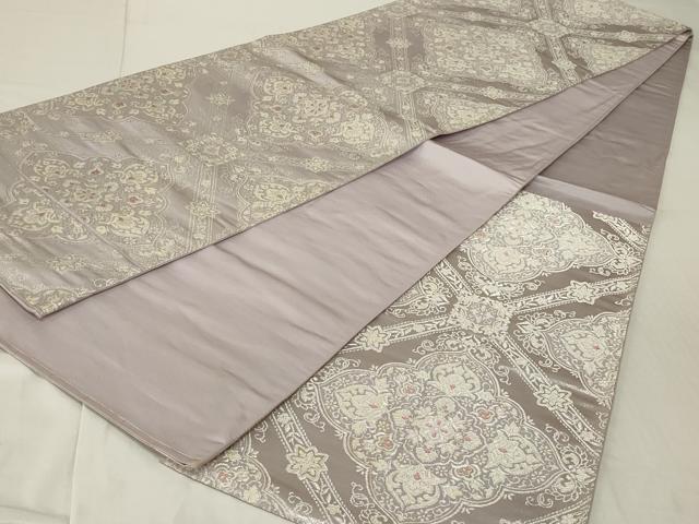 平和屋着物◎六通柄袋帯 唐織 天井花文 銀糸 正絹 逸品 AABF3725ou