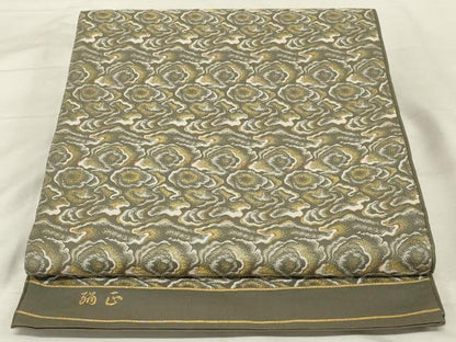 平和屋着物◎六通柄　京本袋帯　抽象文様　金糸　正絹　逸品　AABF3759ou