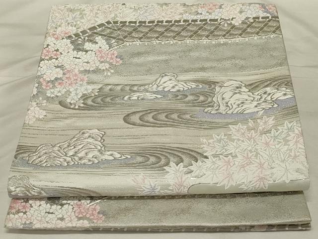 平和屋着物◎六通柄袋帯　京百景　龍安寺　プラチナ箔　正絹　逸品　AABF3760ou