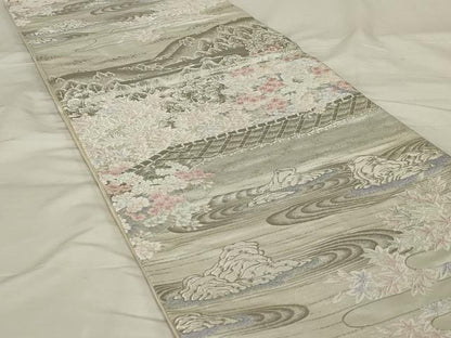 平和屋着物◎六通柄袋帯　京百景　龍安寺　プラチナ箔　正絹　逸品　AABF3760ou