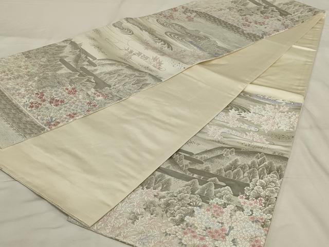 平和屋着物◎六通柄袋帯　京百景　龍安寺　プラチナ箔　正絹　逸品　AABF3760ou