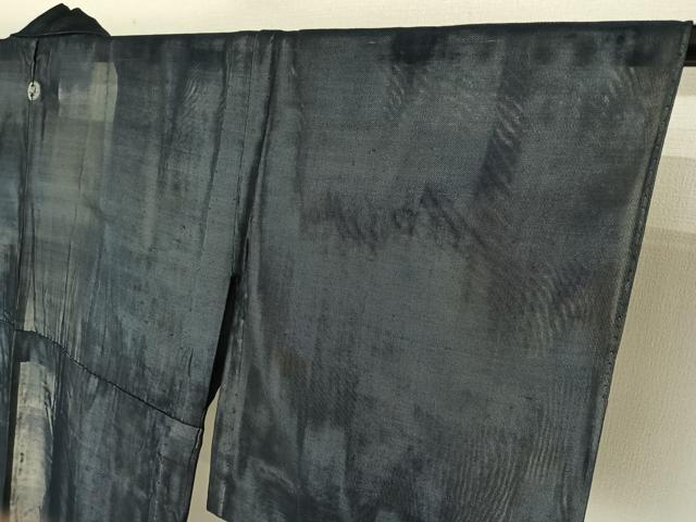 平和屋着物▽上質な色無地 無双 紗袷 紗×紗 留紺色 正絹 逸品 AABF3761jh