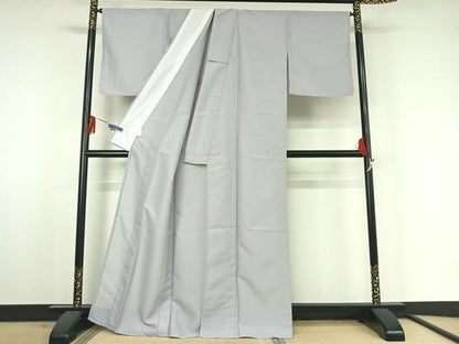 平和屋着物▽色無地 単衣 淡藤色 洗える着物 AABF3764jh