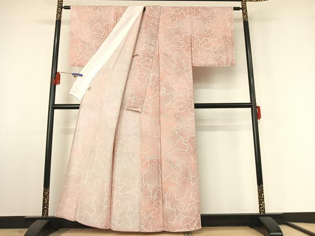 平和屋着物▽小紋 単衣 花尽くし文 暈し染め 洗える着物 AABF3767jh