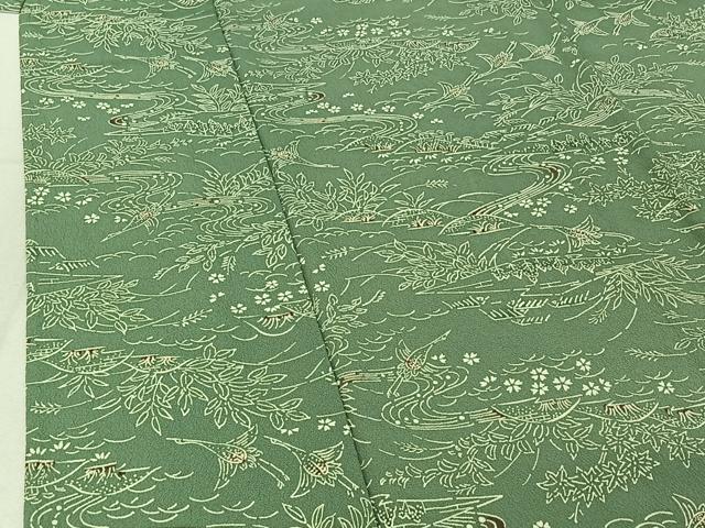 平和屋着物▽小紋 単衣 風景花鳥文 洗える着物 AABF3768jh