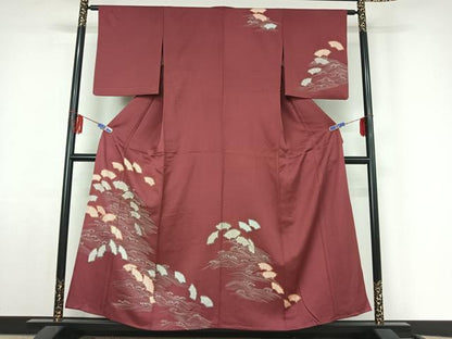 平和屋着物▽訪問着 単衣 駒刺繍 地紙立波文 正絹 逸品 AABF3770jh