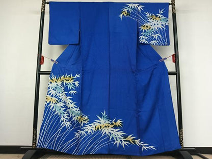 平和屋着物▽訪問着 単衣 笹の葉文 暈し染め 洗える着物 AABF3771jh