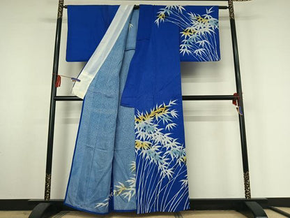 平和屋着物▽訪問着 単衣 笹の葉文 暈し染め 洗える着物 AABF3771jh