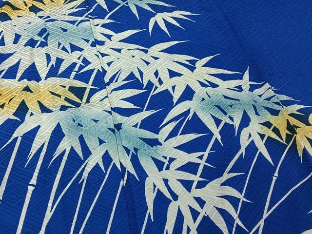 平和屋着物▽訪問着 単衣 笹の葉文 暈し染め 洗える着物 AABF3771jh