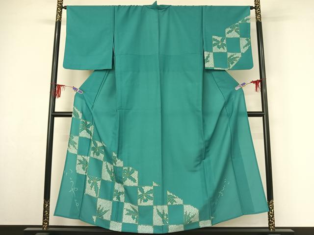 平和屋着物▽訪問着 単衣 草花文 金彩 洗える着物 AABF3773jh