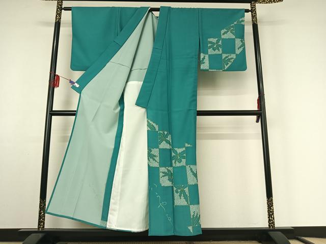 平和屋着物▽訪問着 単衣 草花文 金彩 洗える着物 AABF3773jh