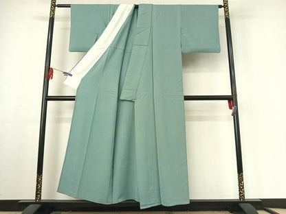 平和屋着物▽上質な色無地 単衣 浅縹色 正絹 逸品 AABF3775jh