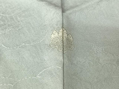 平和屋着物▽上質な色無地 単衣 雲取り地紋 灰青色 正絹 逸品 AABF3779jh