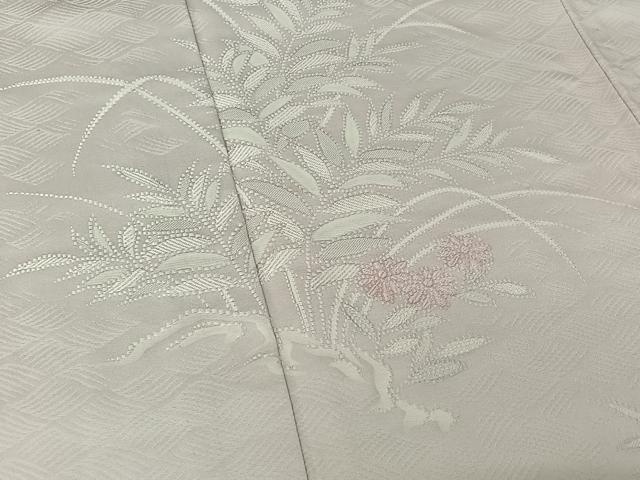 平和屋着物▽訪問着 単衣 刺繍 草花文 正絹 逸品 AABF3781jh