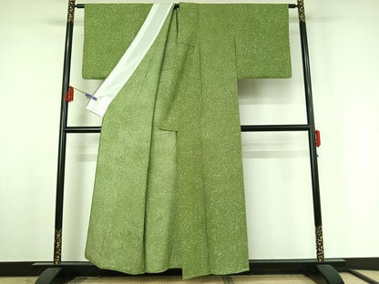 平和屋着物▽上質な小紋 単衣 霞文 たたき染め 正絹 逸品 AABF3782jh