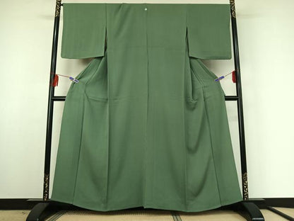 平和屋着物▽上質な色無地 単衣 薄青色 鬼しぼ縮緬 正絹 逸品 AABF3783jh