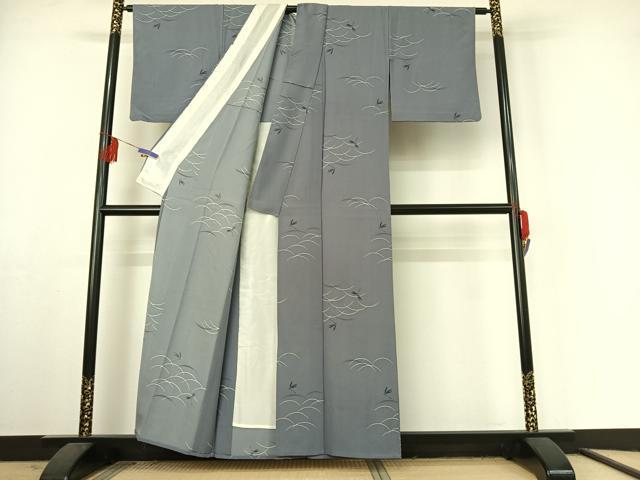 平和屋着物▽上質な小紋 単衣 芝文 勝虫 正絹 逸品 AABF3785jh