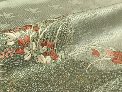 平和屋着物▽訪問着 単衣 絞り 刺繍 雪輪花文 銀糸 金銀彩 正絹 逸品 AABF3788jh