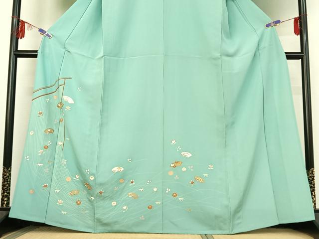 平和屋着物▽訪問着 単衣 地紙花文 金彩 正絹 逸品 AABF3790jh