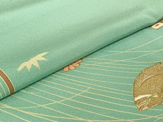 平和屋着物▽訪問着 単衣 地紙花文 金彩 正絹 逸品 AABF3790jh