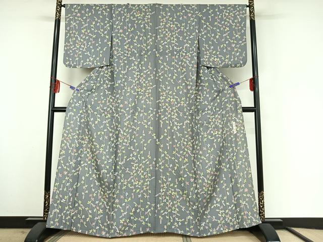 平和屋着物▽上質な小紋　単衣　作家物　萩文　正絹　逸品　AABF3792jh