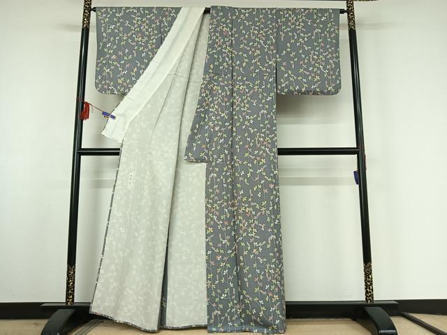 平和屋着物▽上質な小紋　単衣　作家物　萩文　正絹　逸品　AABF3792jh