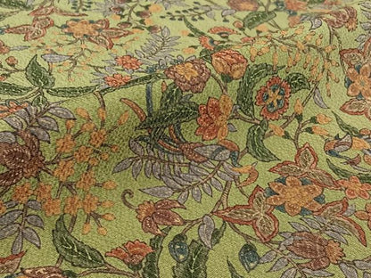 平和屋着物▽上質な小紋 単衣 更紗花文 鬼しぼ縮緬 正絹 逸品 AABF3793jh