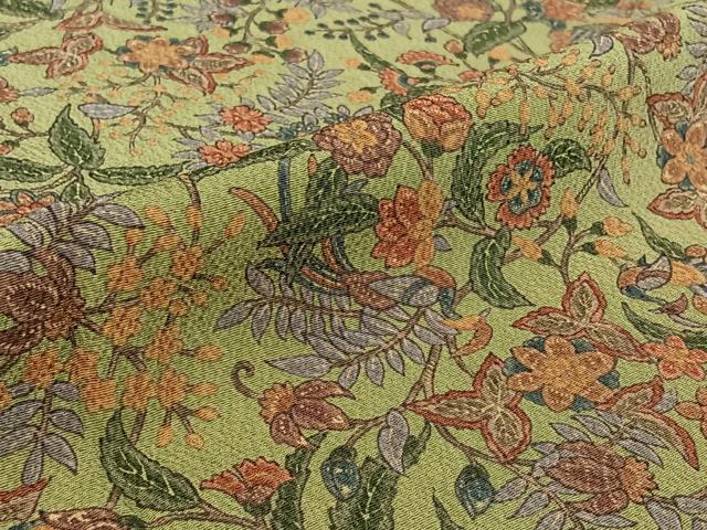 平和屋着物▽上質な小紋 単衣 更紗花文 鬼しぼ縮緬 正絹 逸品 AABF3793jh