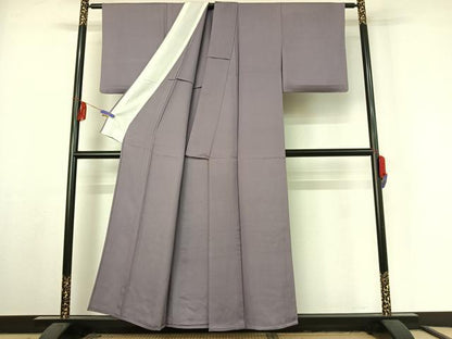 平和屋着物▽上質な色無地 単衣 藤紫色 正絹 逸品 AABF3794jh