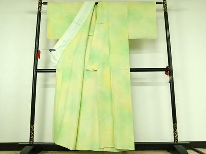 平和屋着物▽上質な小紋 単衣 霞文 暈し染め 正絹 逸品 AABF3795jh